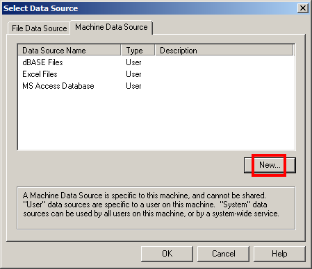 Select Data Source New